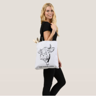 Bolsa Tote Vaca suíça. Suiça minimalista