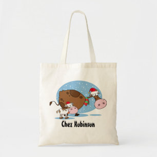 Bolsa Tote Vacas de Natal Fofas