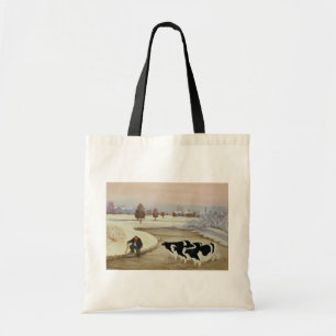 Bolsa Tote Vacas em um rio do inverno