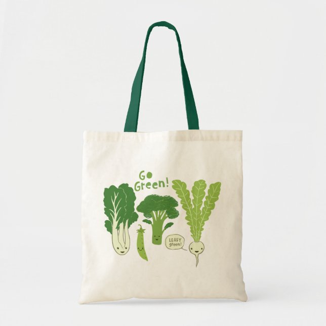 Bolsa Tote Vai o verde! (Verde frondoso!) vegetarianos (Frente)