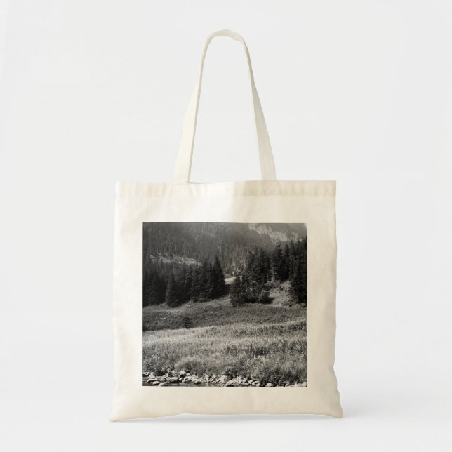 Bolsa Tote Vale e rio preto e branco da montanha (Frente)