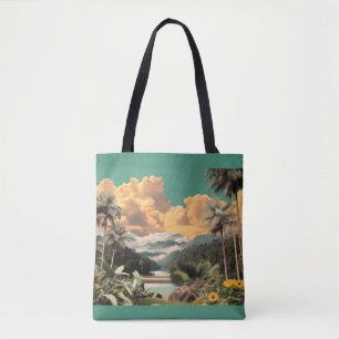Bolsa Tote Vale Tropical Surrealista Com Palmeiras