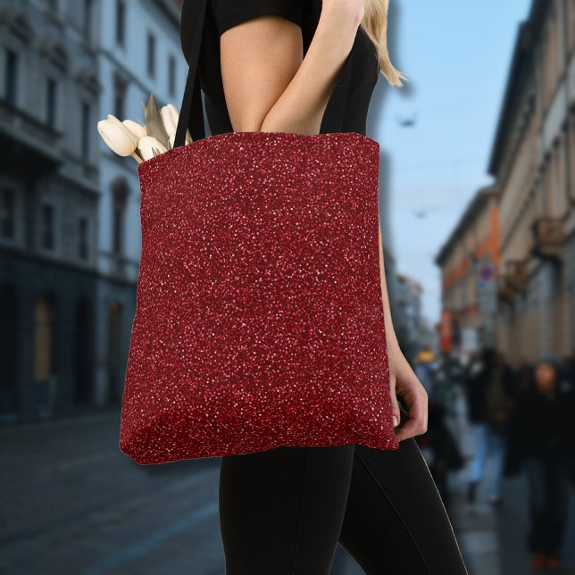 Bolsa Tote Valentine Clássico Vermelho Glitter Tendência (Criador carregado)