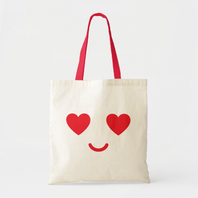 Bolsa Tote Valentine’s Day Heart Eyes Smile Cute Love Face  (Frente)