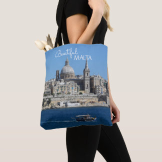 Bolsa Tote Valletta Malta Cityscape e Barcos de Pesca Souveni