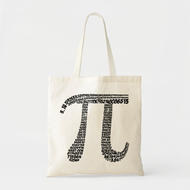 Bolsa Tote Valores decimais do símbolo 3,14 - 400 do Pi (Frente)