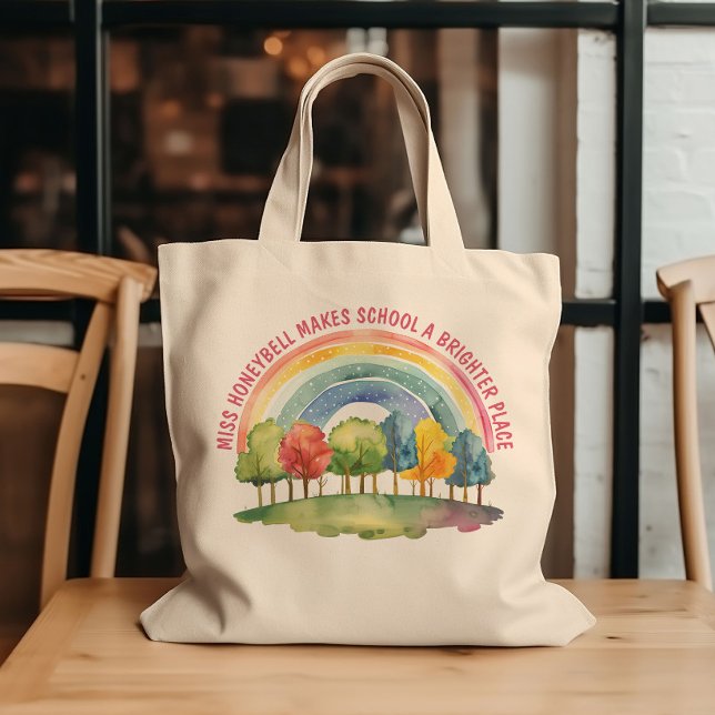 Bolsa Tote Valorização de Professores Lugar Mais Brilhante Fl (Brighter Place Teacher Appreciation Rainbow Forest Tote Bag)