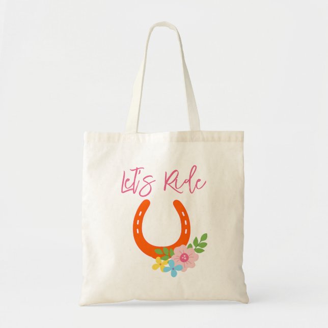 Bolsa Tote Vamos Cavalos Laranja Ferradura Laranja FloresBrin (Frente)