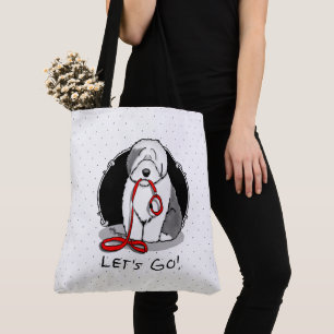 Bolsa Tote Vamos Engraçado Vai! Sheepdog Inglês (Cinza 1)