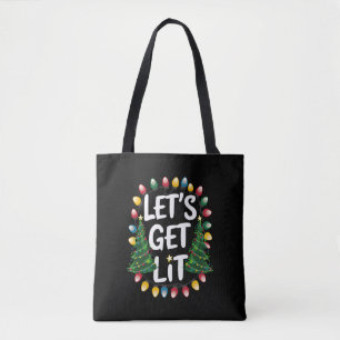 Bolsa Tote Vamos Ficar Bêbados Luzes de Natal Engraçadas de N