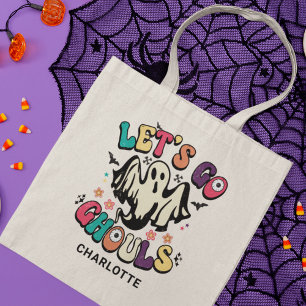 Bolsa Tote Vamos Go Ghouls Halloween Retro Nome do Fantasma