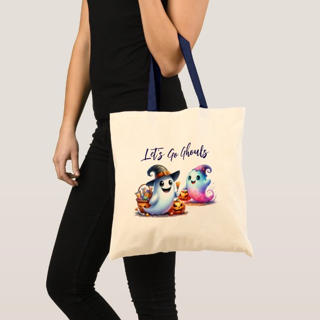 Bolsa Tote Vamos Ir Ghouls, 2 Ghost Galloween (Frente (produto))