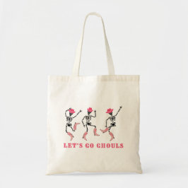 Bolsa Tote Vamos Ir Ghouls Halloween Skeletons Pink Cowgirl