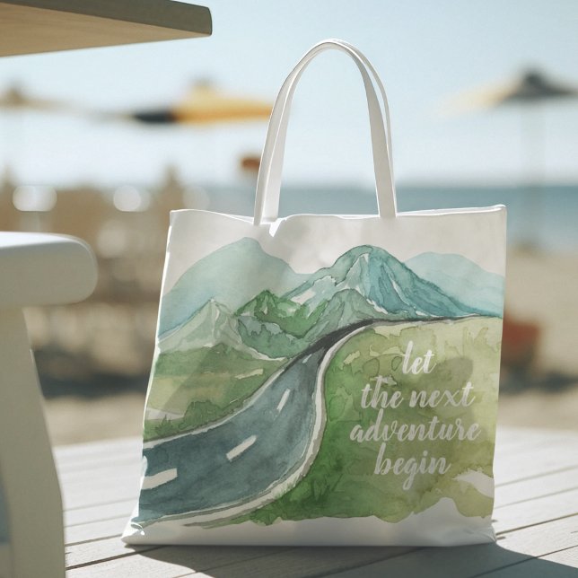 Bolsa Tote Vamos Natural De Aquarela O Próximo Aventura Começ (Criador carregado)