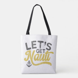 Bolsa Tote Vamos Nauti Náutico Vintage Tipo Cinza Amarelo