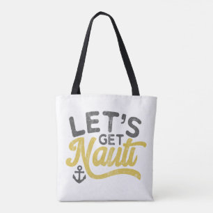 Bolsa Tote Vamos Nauti Náutico Vintage Tipo Cinza Amarelo