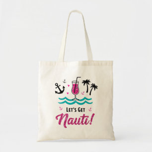 Bolsa Tote Vamos nos Divertir! Brilho Cor-de-Rosa Náutico