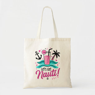 Bolsa Tote Vamos nos Divertir! Brilho Cor-de-Rosa Náutico