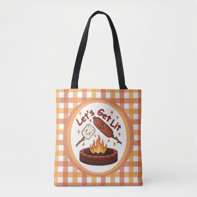 Bolsa Tote Vamos nos soltar no fogos - Marshmallow e cachorro (Frente)