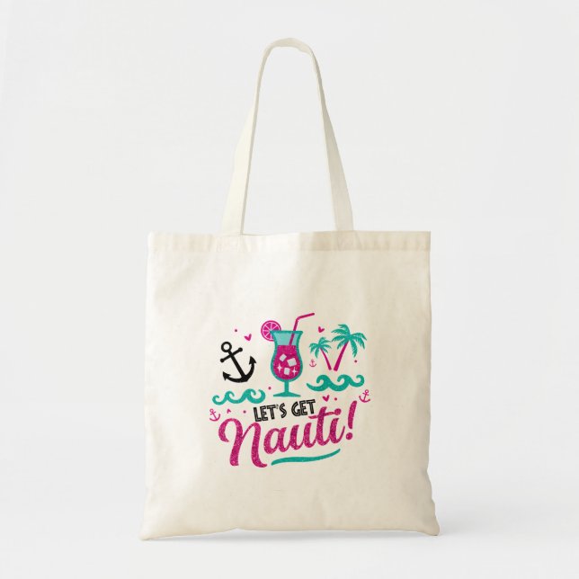 Bolsa Tote Vamos nos Tornar Indecentes! Glitter Rosa Náutico (Frente)