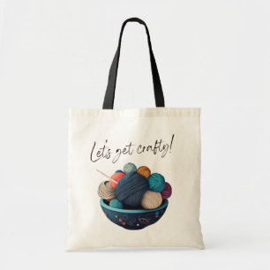 Bolsa Tote Vamos Pega Crafty! Arte Yarnball   Saco do Toque d