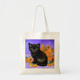 Bolsa Tote Van Gogh Black Kitten com Girassóis