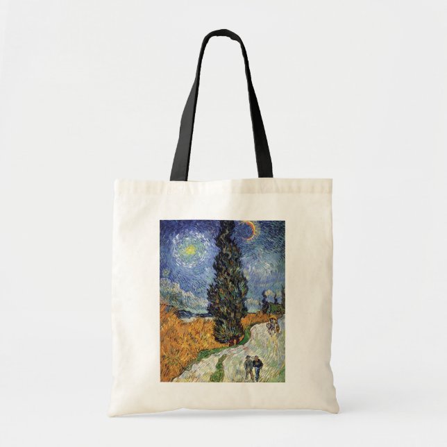 Bolsa Tote Van Gogh - Estrada com Ciprestes (Frente)