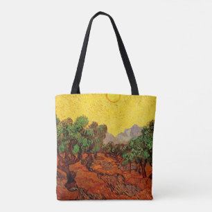 Bolsa Tote Van Gogh Olive Trees com Céu Amarelo e Sol