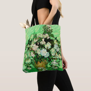 Bolsa Tote Van Gogh - Rosas Brancas, pintura famosa,