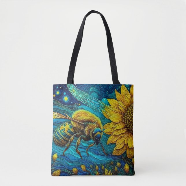 Bolsa Tote Van Gogh Style Bee & Sunflower (Frente)