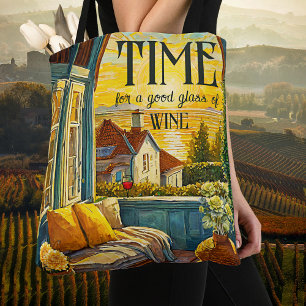 Bolsa Tote Van Gogh Style Sunset Wine Lover