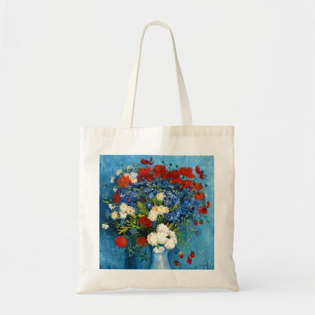 Bolsa Tote Van Gogh Vase com Cornflower e Poppies (Frente)