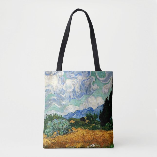Bolsa Tote Van Gogh - Wheatfield com Cypress Tree (Frente)