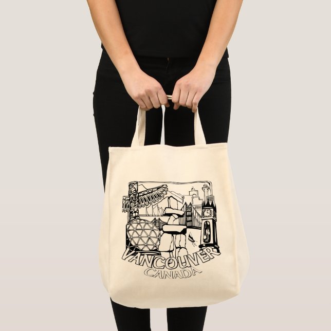 Bolsa Tote Vancouver Souvenir Tote Bag Landmark Art Bolsas (Frente (produto))