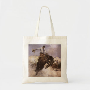 Bolsa Tote Vaqueiro do rodeio do vintage, equitação ventoso