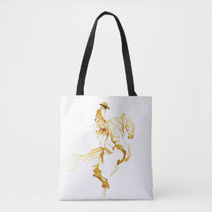 Bolsa Tote Vaqueiro Dourado em Cavalo Empinado