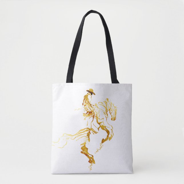 Bolsa Tote Vaqueiro Dourado em Cavalo Empinado  (Frente)