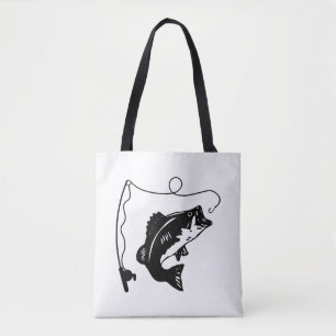 Bolsa Tote Vara de pesca com peixe