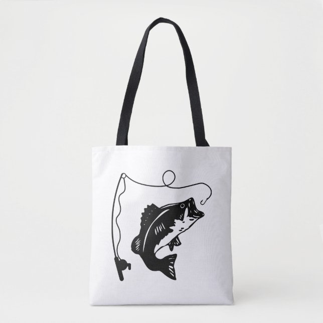 Bolsa Tote Vara de pesca com peixe (Frente)