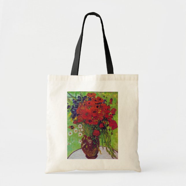 Bolsa Tote Vase com Cornflower e Poppies, Van Gogh (Frente)