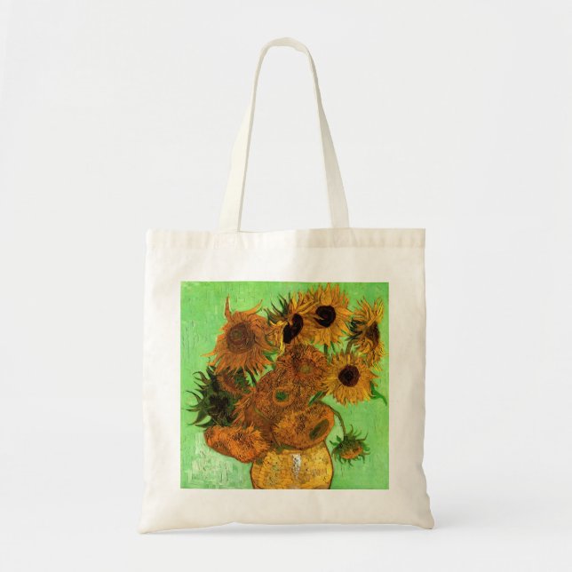 Bolsa Tote Vase com doze girassóis por Vincent van Gogh (Frente)