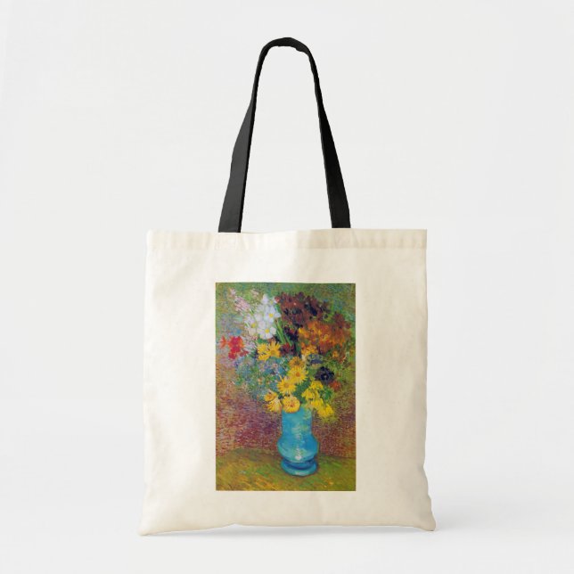 Bolsa Tote Vase com margaridas e anêmonas, Van Gogh (Frente)