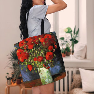 Bolsa Tote Vase com Poppies Vermelhos   Vincent Van Gogh