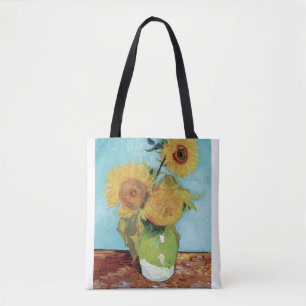 Bolsa Tote Vase com Três Sunglowers 1888 por Vincent van Gog