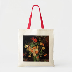 Bolsa Tote Vase com Zinnias e Geraniums, Vincent van Gogh