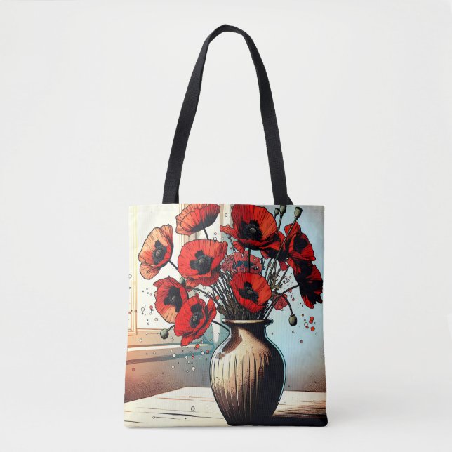 Bolsa Tote Vaso bonito de papagaios vermelhos (Frente)