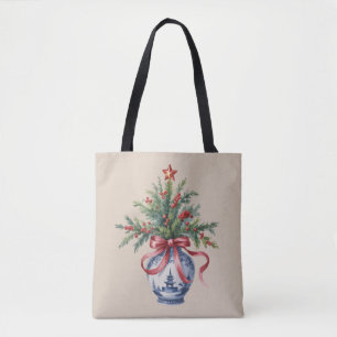 Bolsa Tote Vaso de Arco Vermelho de Árvore de Natal em Chinoi