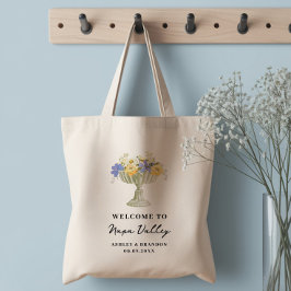 Bolsa Tote Vaso de Flores Românticas Hotel Casamento Boas-Vin