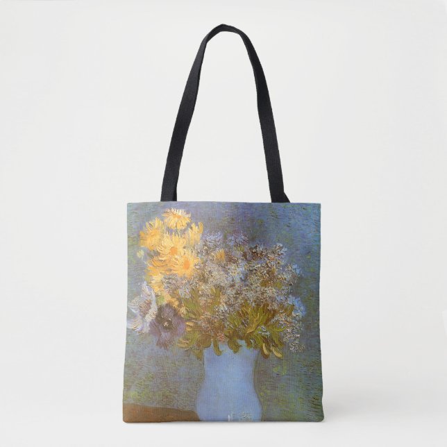 Bolsa Tote Vaso de Lilases, Margaridas, Anêmonas de Vincent v (Frente)