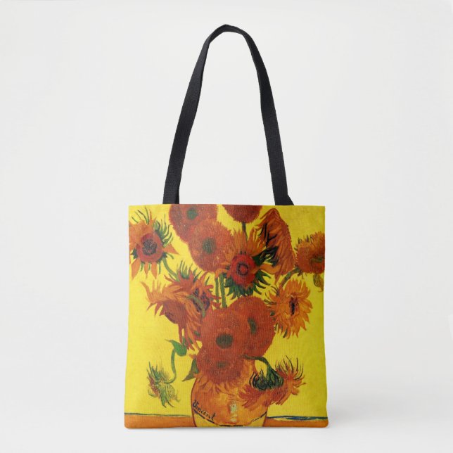 Bolsa Tote Vaso de Natureza-Morta com 15 Girassóis Vincent va (Frente)